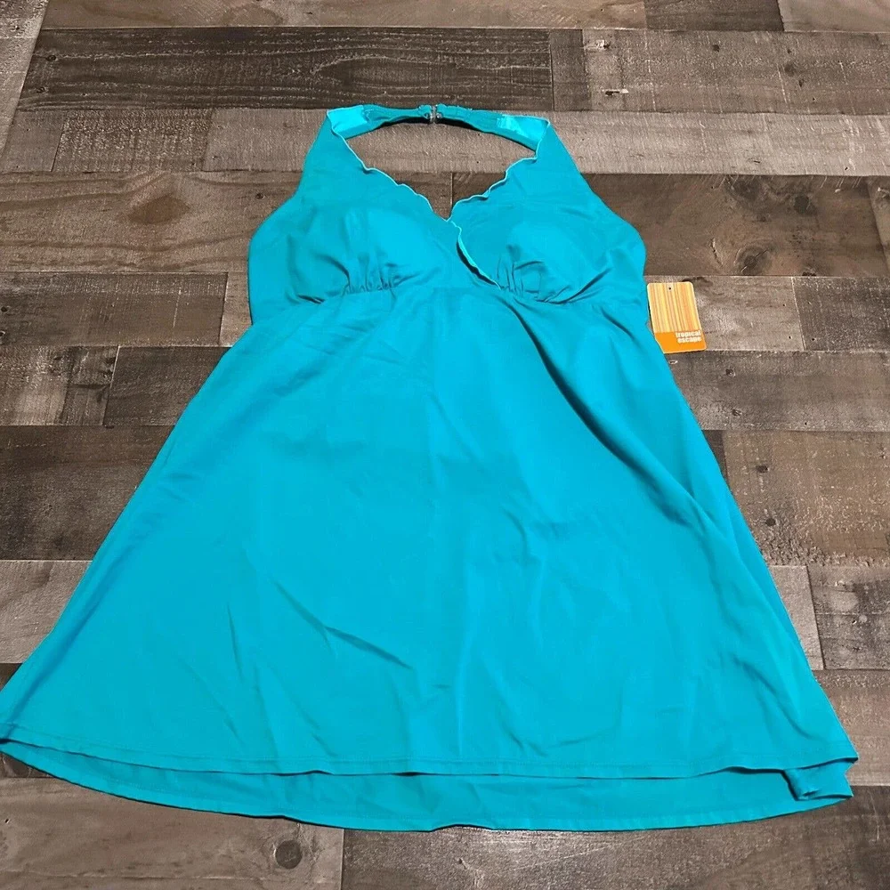NEW TROPICAL‎ ONE PIECE TIER Lake Blue SWIMSUIT PLUS SIZE 18W